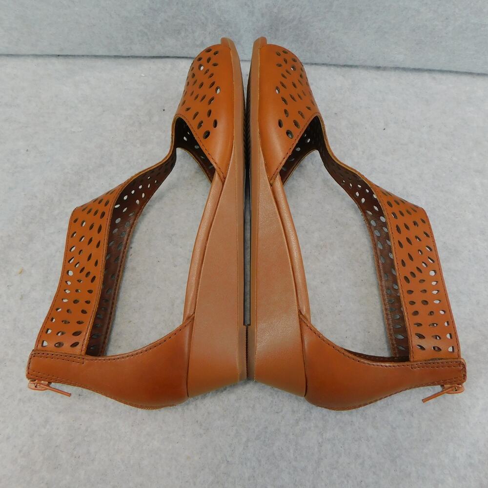 Clarks Women's Shoes Abigail Ruby Perforated Leather Dark Tan Sandal Size 8.5W - Picture 10 of 13